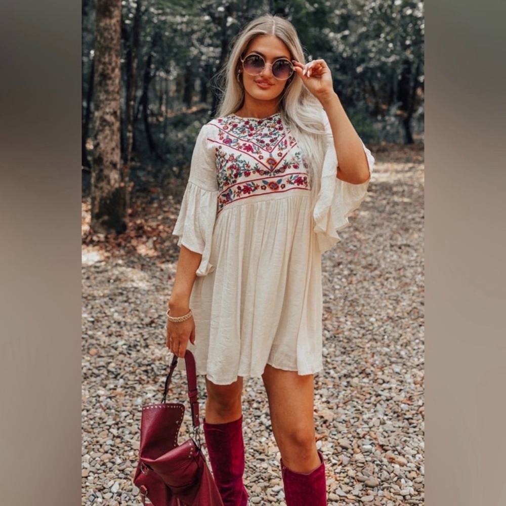 Umgee women's boho floral embroidered dress size XL